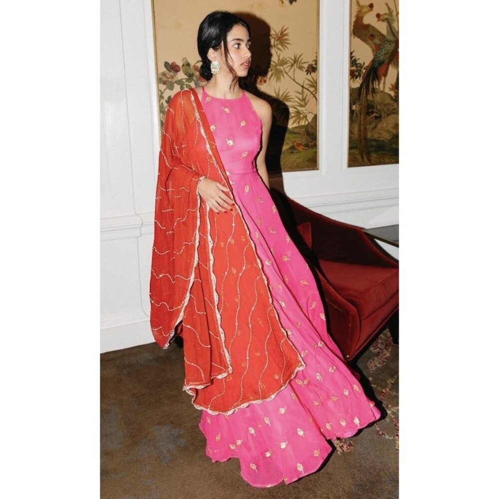 SANI Nila Anarkali with Dupatta in Pink Size Large